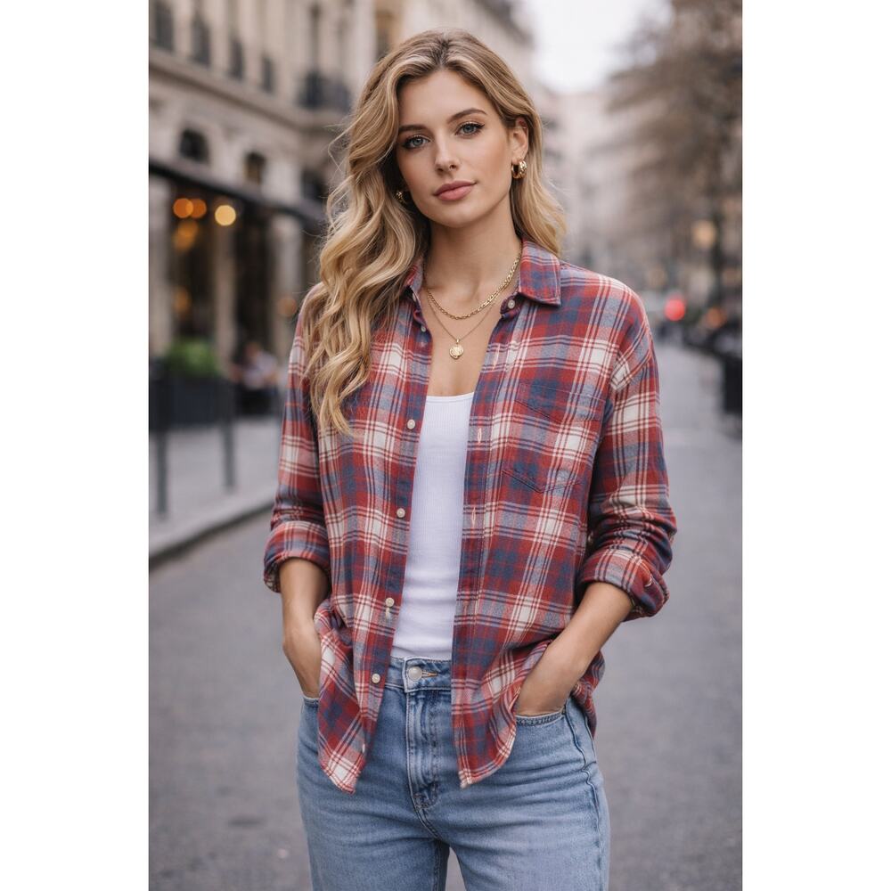 Rails Plaid Blue Red Button Down Shirt Longsleeve Womens Medium